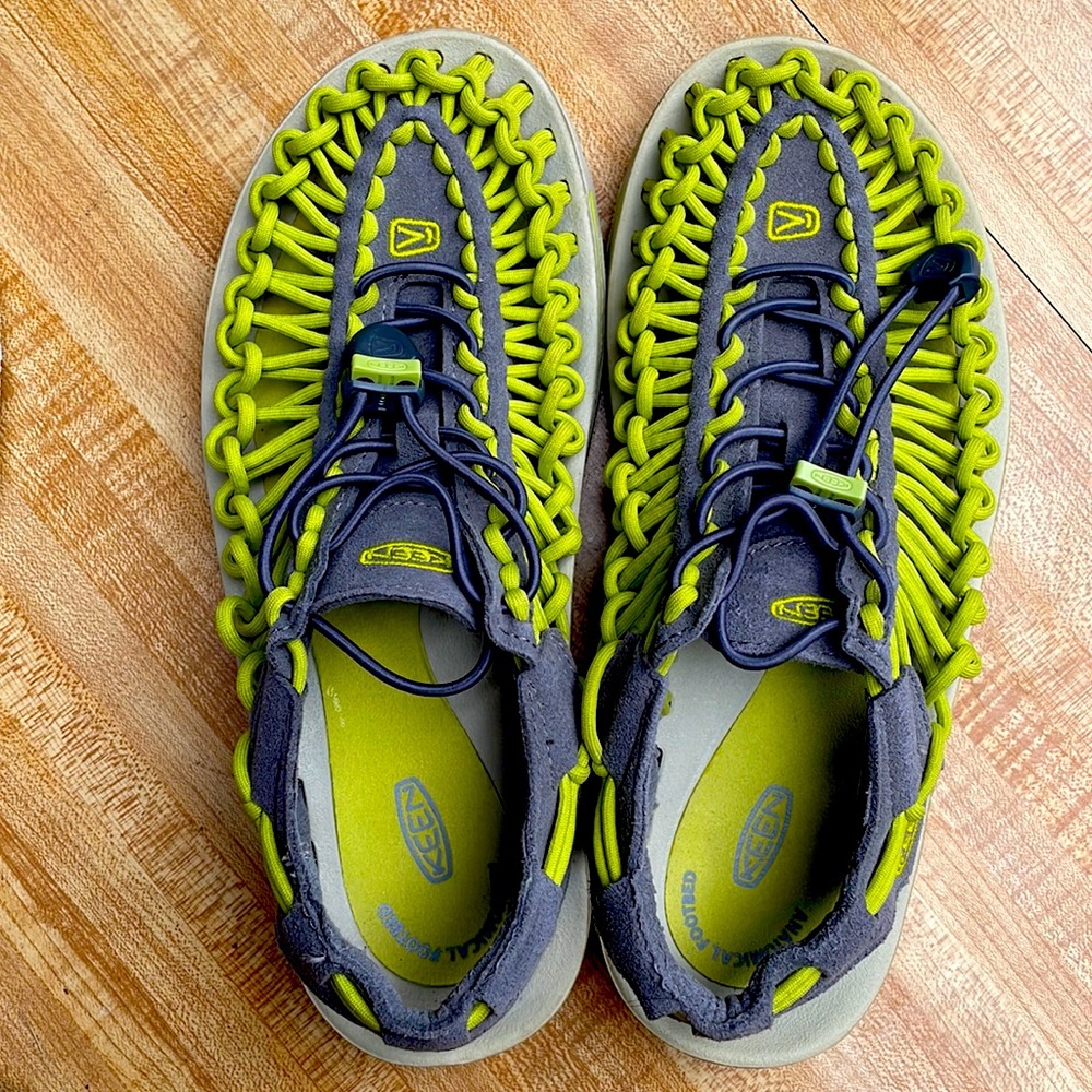 KEEN UNEEK Neon Yellow/Chartreuse Braided Cord Sandals Hiking Shoes Womens 7